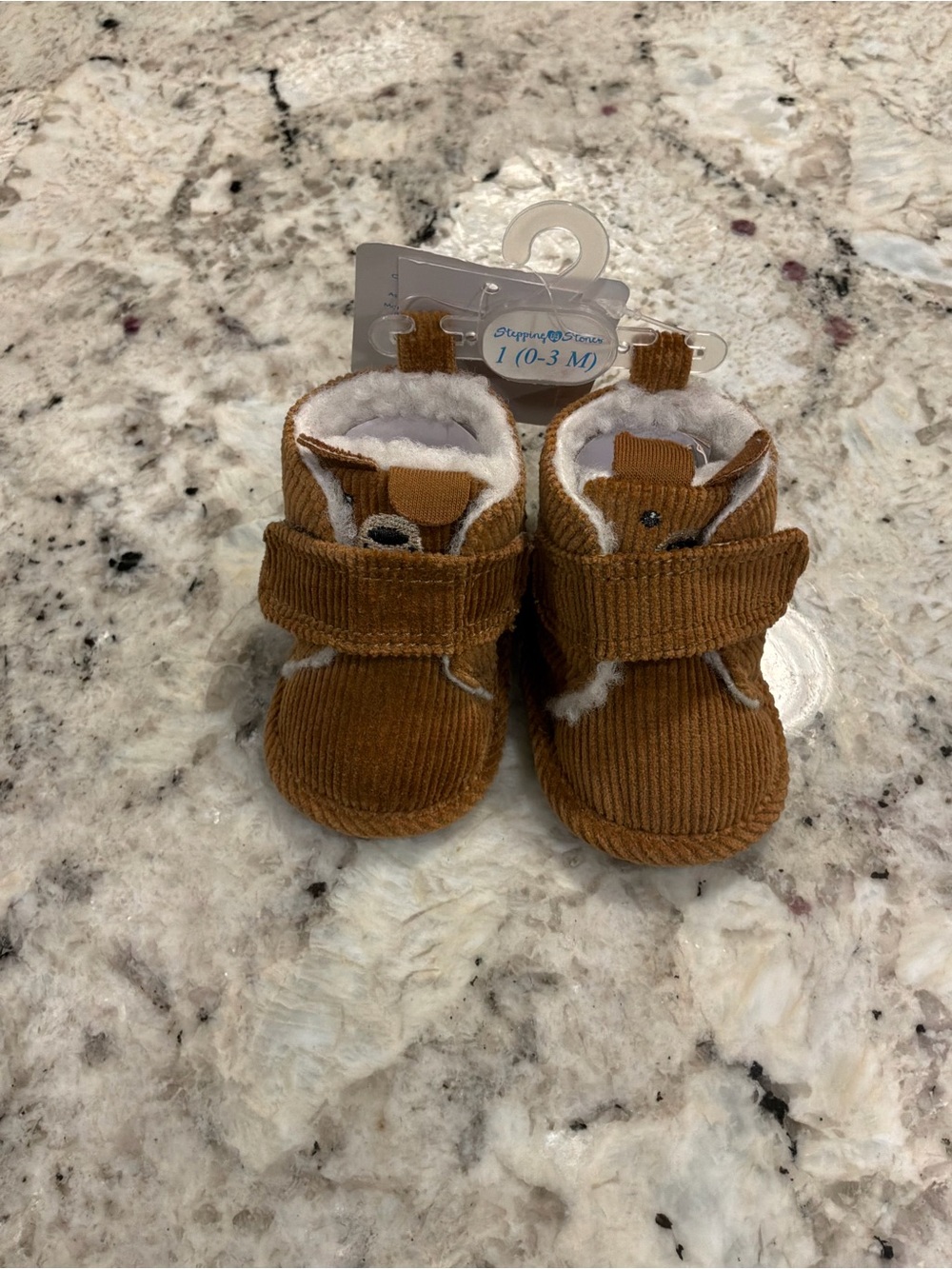 Cozy Infant Corduroy Booties in Brown - Soft Lined Baby Shoes